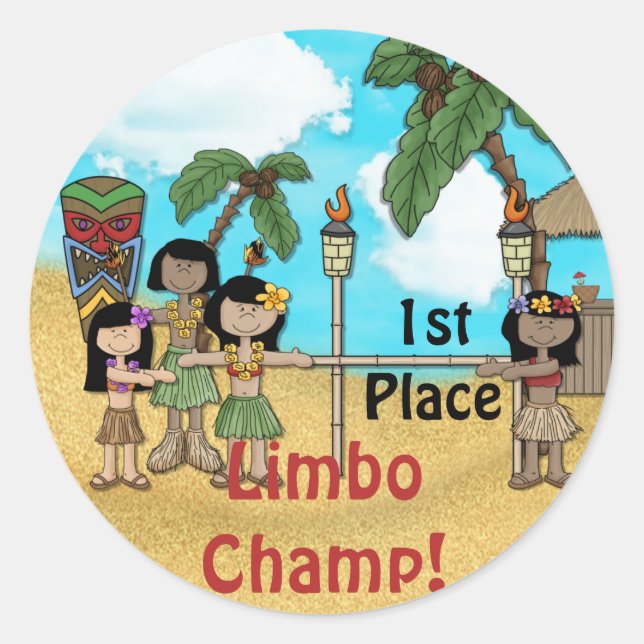 Sticker Rond Fête d'anniversaire Limbo Luau - Première (Devant)