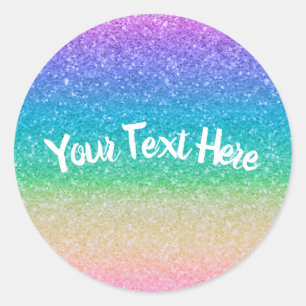 Sticker Rond Fête d'anniversaire Look Paillettes Arc-en-ciel Di