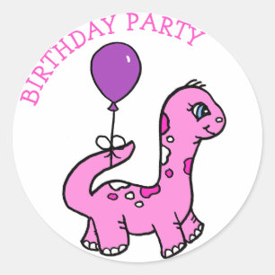 Sticker Rond Fête d'anniversaire lunatique de dinosaure