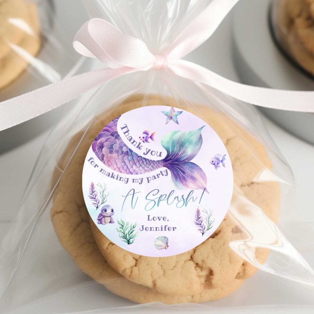 Sticker Rond Fête d'anniversaire Mermaid merci (Créateur téléchargé)