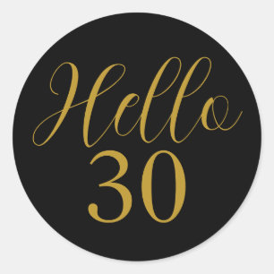 Sticker Rond Fête d'anniversaire noir or 30 ans