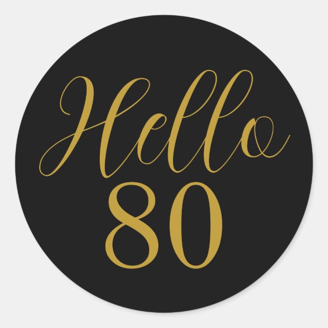 Sticker Rond Fête d'anniversaire noir or pour 80 ans (Devant)