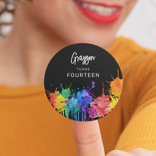 Sticker Rond Fête d'anniversaire Paintball