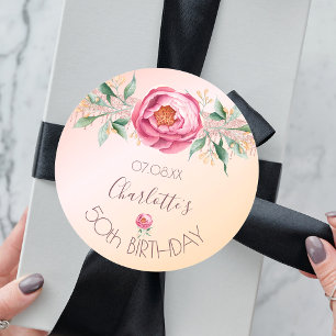 Sticker Rond Fête d'anniversaire parties scintillant rose rose