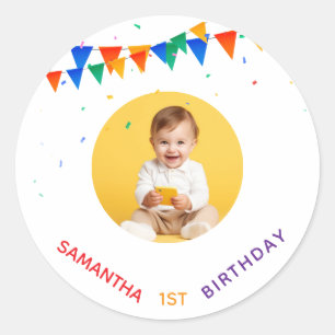 Sticker Rond Fête d'anniversaire personnalisée 1er 2e 3e 10e 20