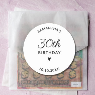 Sticker Rond Fête d'anniversaire personnalisée 20e 30e 40e 50e 