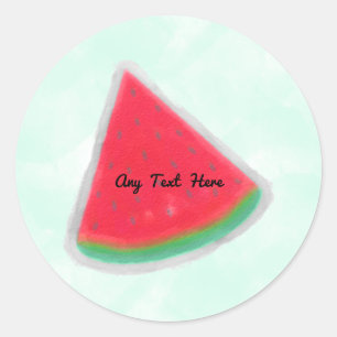 Sticker Rond Fête d'anniversaire personnalisée aquarelle pastèq