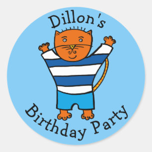 Sticker Rond Fête d'anniversaire personnalisée de Dillon le Cha