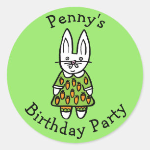 Sticker Rond Fête d'anniversaire personnalisée de Penny le Lapi