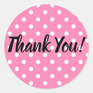 Sticker Rond Fête d'anniversaire pois rose et blanc