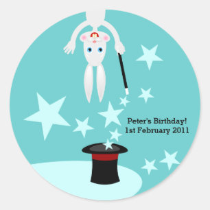 Sticker Rond Fête d'anniversaire pour enfant magicien