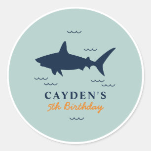 Sticker Rond Fête d'anniversaire requin