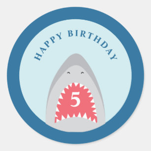 Sticker Rond Fête d'anniversaire requin
