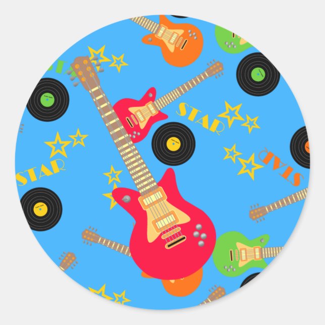 Sticker Rond Fête d'anniversaire Rock Star Boy (Devant)