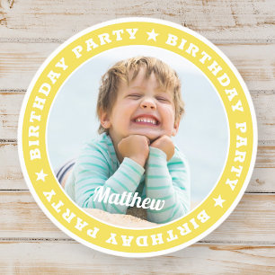 Sticker Rond Fête d'anniversaire Simple moderne Enveloppe photo