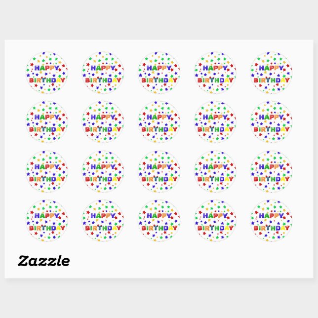 Sticker Rond Fête d'anniversaire simple moderne rouge étoile co (Feuille)