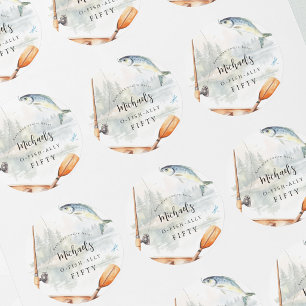 Sticker Rond Fête d'anniversaire sur le thème de la pêche O-Poi