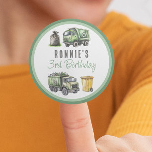 Sticker Rond Fête d'anniversaire sur le thème des déchets pour 