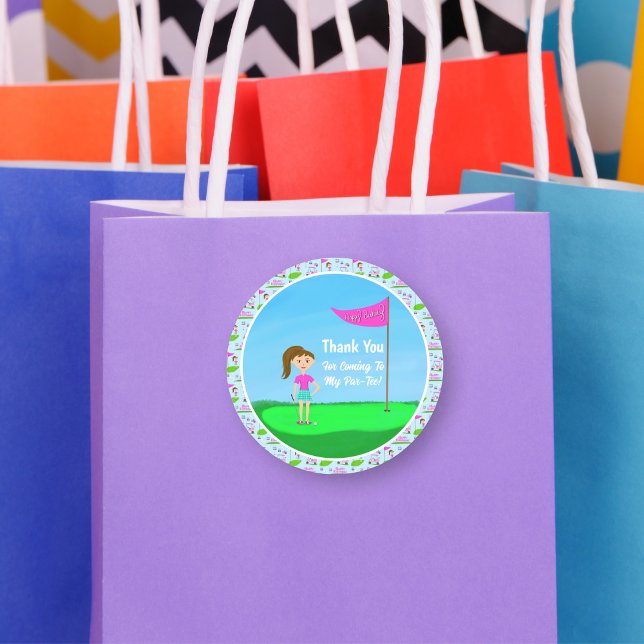 Sticker Rond Fête d'anniversaire sur le thème du golf pour fill (Créateur téléchargé)