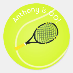 Sticker Rond Fête d'anniversaire sur le thème du tennis