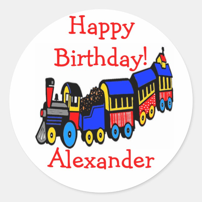 Sticker Rond Fête d'anniversaire | Train Choo-Choo (Devant)