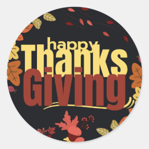 Sticker Rond "Fête d'automne : Fêtez Thanksgiving avec nous"