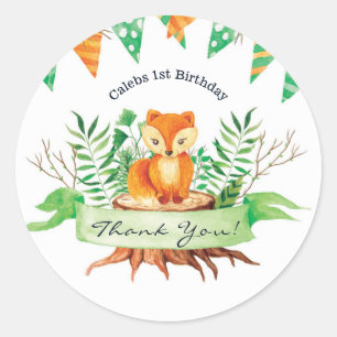 Sticker Rond Fête de Baby Shower sur le thème de la forêt de re
