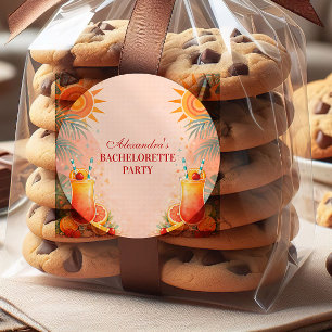 Sticker Rond Fête de Bachelorette Cocktail Tequila Sunrise Couc