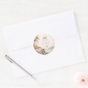 Sticker Rond Fête de bachelorette cowgirl côtière à l'aquarelle