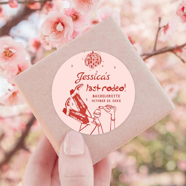 Sticker Rond Fête de Bachelorette Cowgirl Disco (Créateur téléchargé)