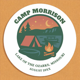 Sticker Rond Fête de Bachelorette de Camping sur le Lac Personn