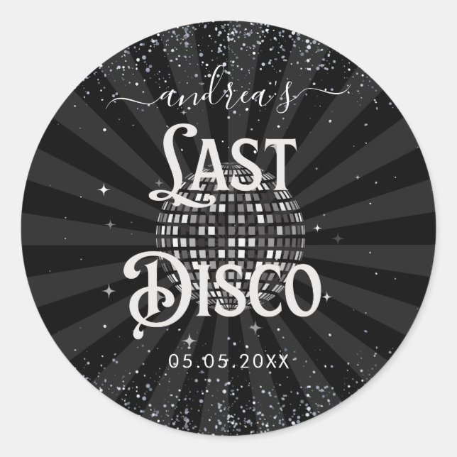 Sticker Rond Fête de Bachelorette Dernière Disco Rétro 70  (Devant)