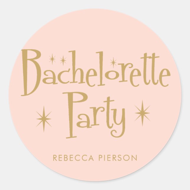 Sticker Rond Fête de Bachelorette écriture manuscrite Pastel Ab (Devant)