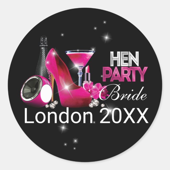 Sticker Rond Fête de Bachelorette Personnalisée Hen Party (Devant)