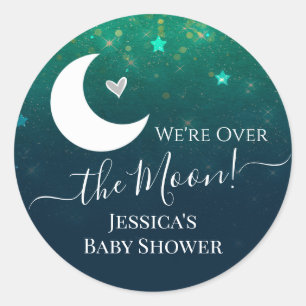 Sticker Rond Fête de Bébé Ciel Étoilé Lune