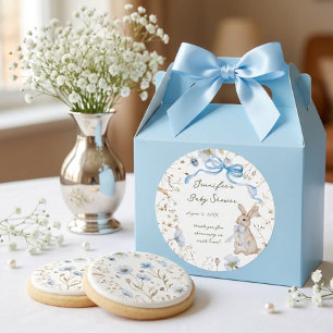 Sticker Rond Fête de bébé Couronne de fleurs sauvages de lapin 