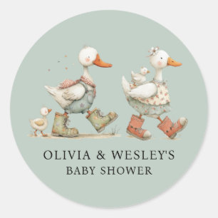 Sticker Rond Fête de bébé de la deuxième oie idiote