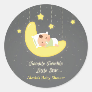 Sticker Rond Fête de Bébé Genre Neutre Twinkle Little Star