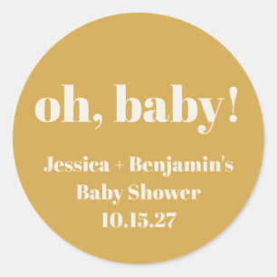 Sticker Rond Fête de Bébé Jaune Poussiéreux Mignonne Moderne No