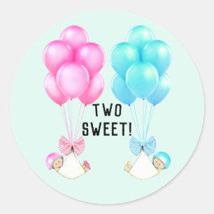Sticker Rond Fête de bébé jumeaux