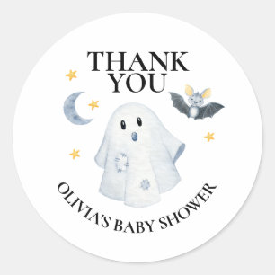 Sticker Rond Fête de bébé Little Boo Halloween Fantôme Citrouil