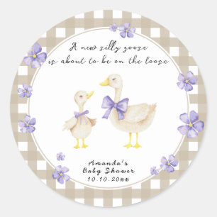 Sticker Rond Fête de bébé Oie Silly