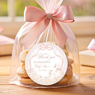 Sticker Rond Fête de bébé Silly Goose Lace Wildflower Rose