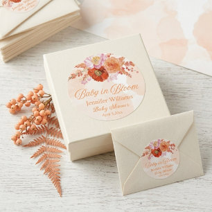 Sticker Rond Fête de bébé Terracotta Fleur de Pêche Bébé en Fle