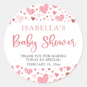 Sticker Rond Fête de bébé thème Saint-Valentin petite douce ros