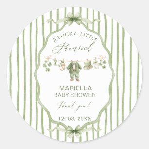 Sticker Rond Fête de bébé Trèfle Chanceux Aquarelle