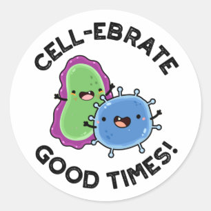 Sticker Rond Fête de cellule bons temps amusant jeu de bactérie