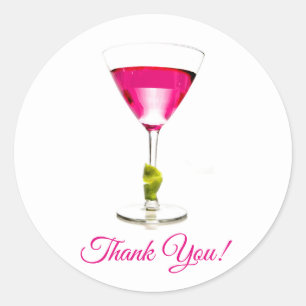 Sticker Rond Fête de cocktail Pink Martini Merci