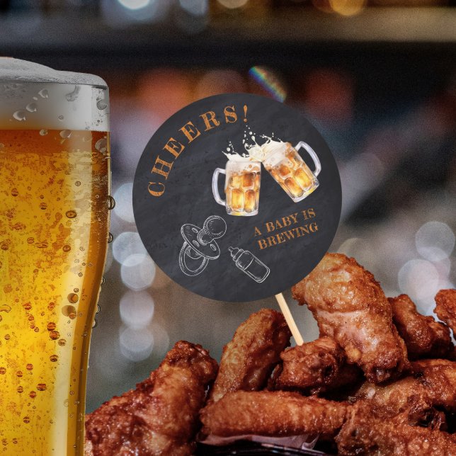 Sticker Rond Fête de couche de bières Rustique Black Chalkboard (Rustic Black Chalkboard Beer Diaper Party Classic Round Sticker)