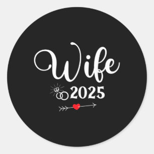 Sticker Rond Fête de fiançailles 2025 Femme Mari Époux Assortis